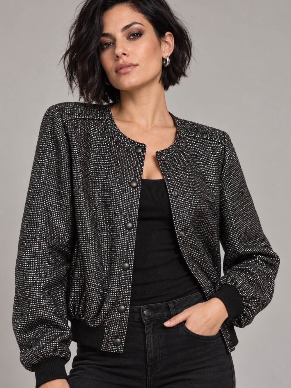 GUESS Metallic Black Bomber Jacket size medium